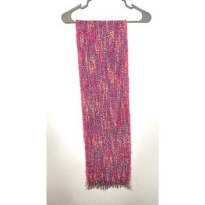 DONEGAL DESIGN Mohair Wool Scarf Ireland Woven Pink Fringe Pastels Cozy artsy